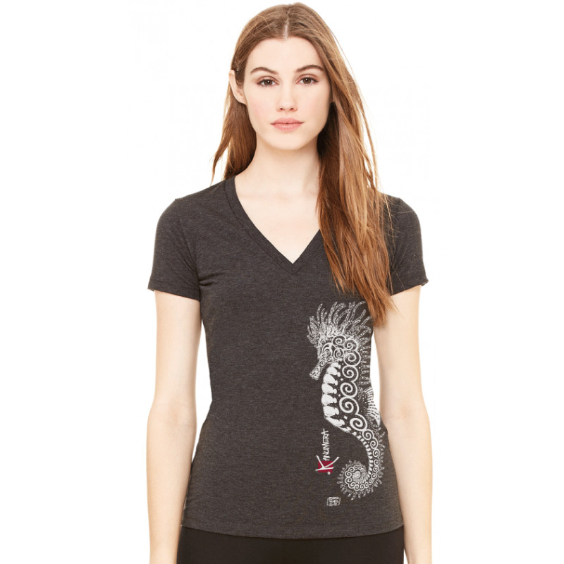 T-Shirt KANUMERA L'Hippocampe Tatoo Gris Dame