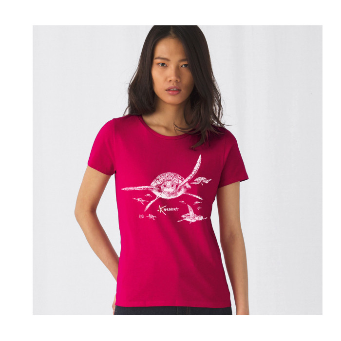 T-Shirt BIO KANUMERA LES TORTUES Dame Fushia