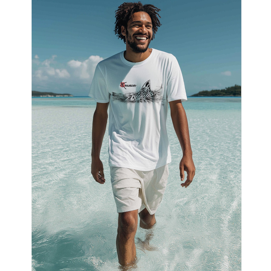 T-Shirt KANUMERA ONDE Homme Blanc