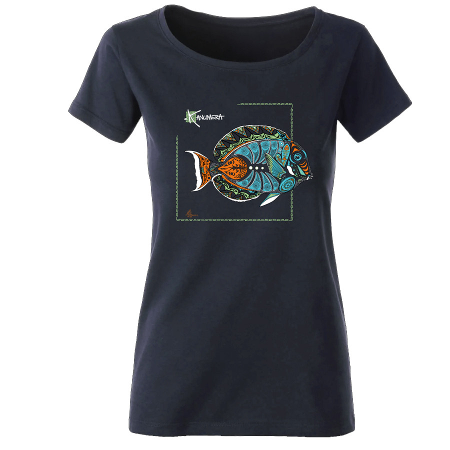 T-Shirt ORIGINE KANUMERA Poisson Chirurgien Dame Marine