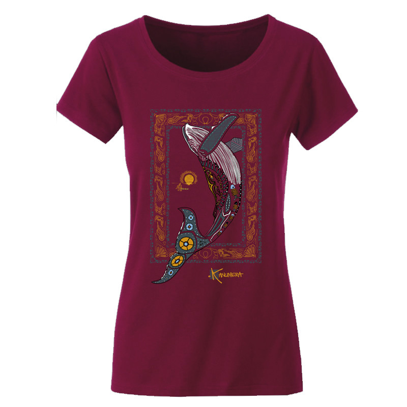 T-Shirt ORIGINE KANUMERA La Baleine Dame Bordeaux