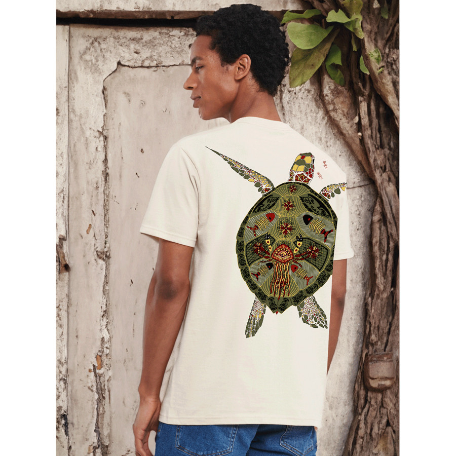 T-Shirt ORIGINE KANUMERA La TORTUE Sable Homme 