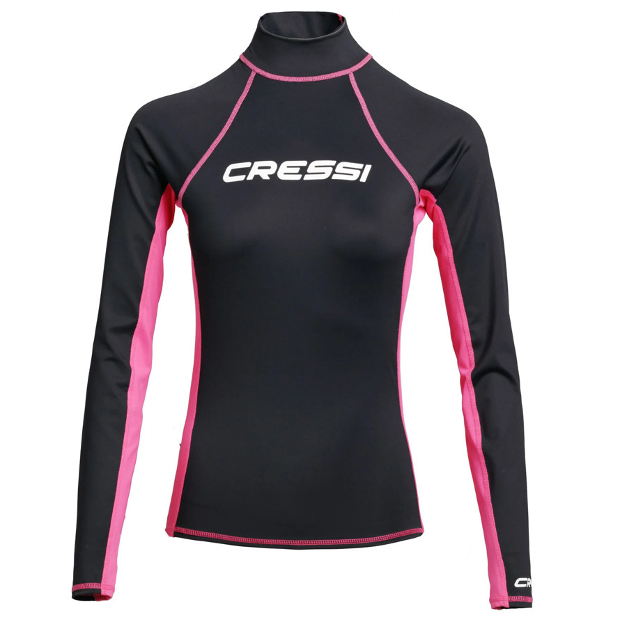 Lycra RASH GUARD CRESSI Manches Longues Dame Noir Rose