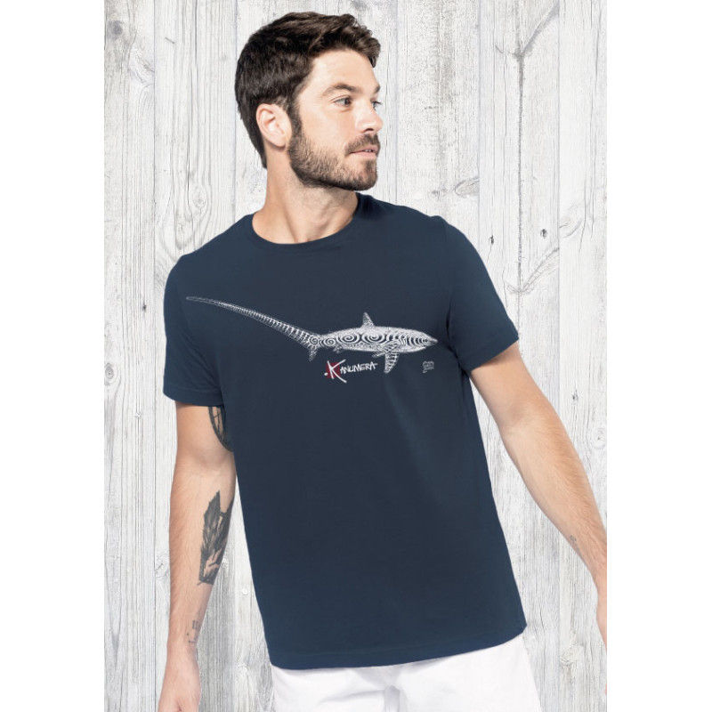 T-Shirt Bio KANUMERA Le Requin Renard Marine