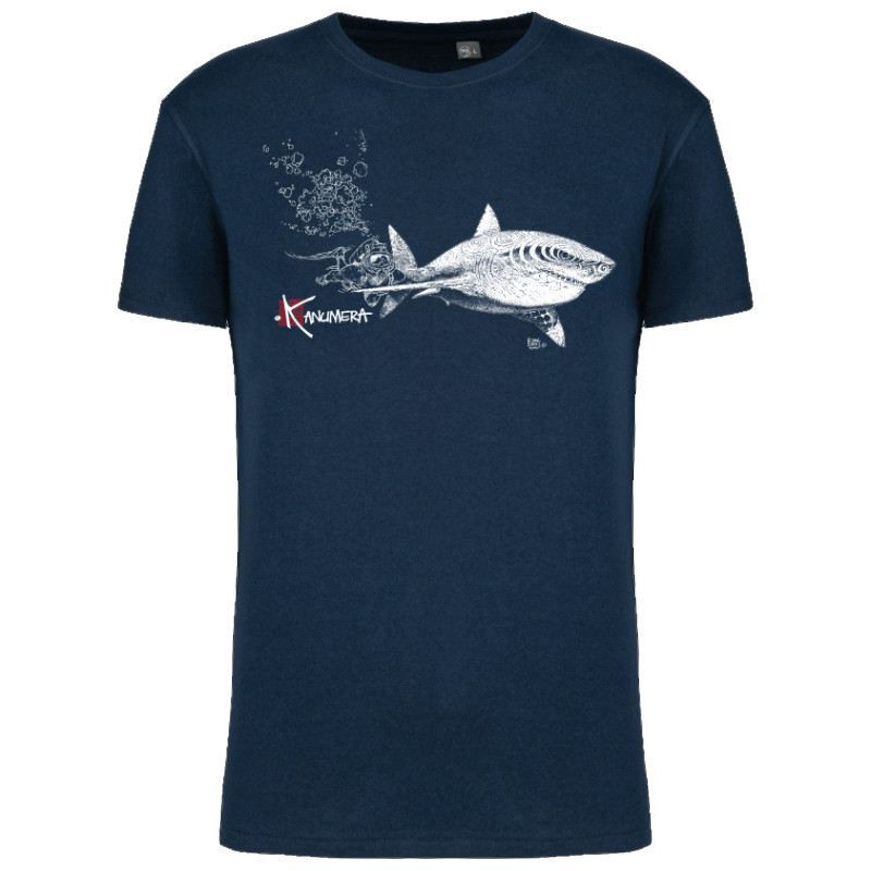 T-Shirt BIO KANUMERA LE REQUIN et LE PLONGEUR Marine