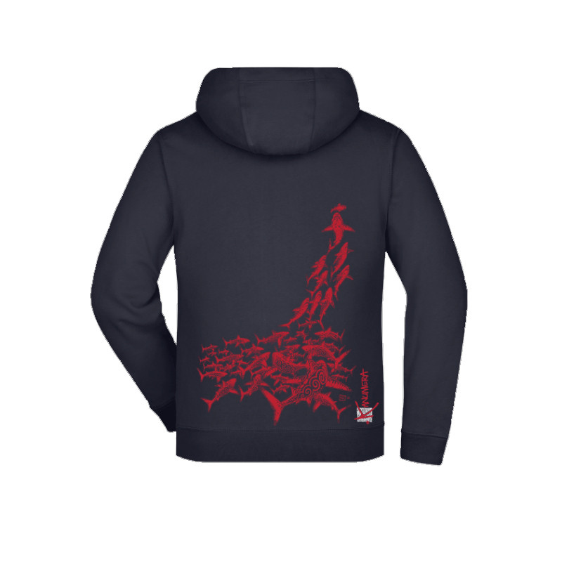 Sweat Capuche KANUMERA L'Attaque Des Requins Homme Marine Rouge