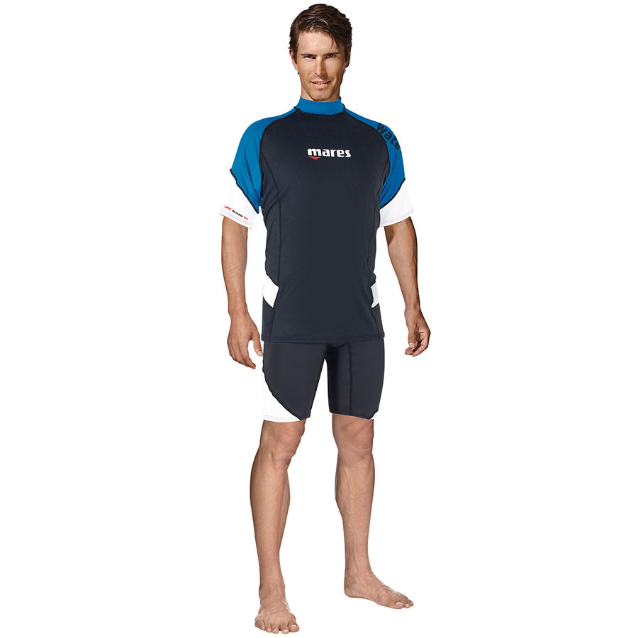 Top RASHGUARD Loose Fit MARES Manches Courtes Homme Bleu