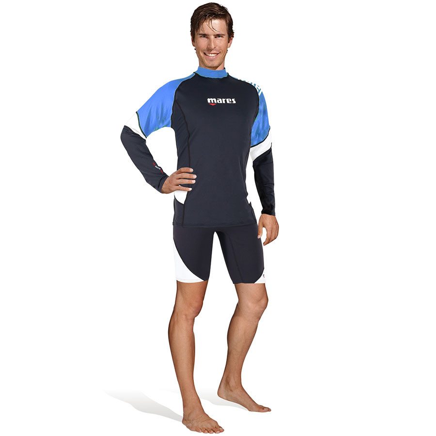 Top RASHGUARD Loose Fit MARES Manches Longues Homme Bleu