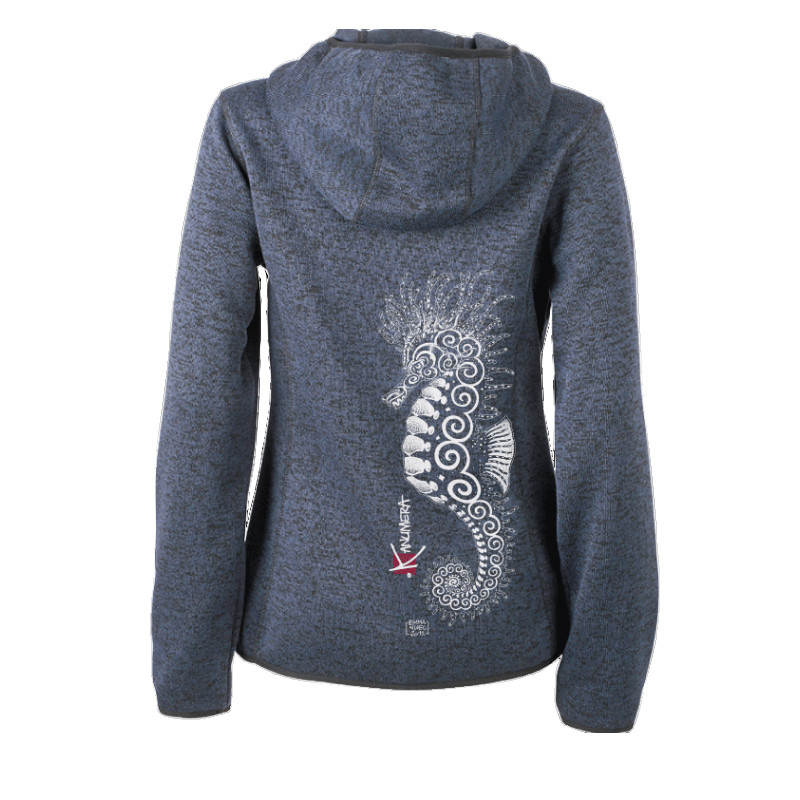 Veste POLAIRE TRICOTE à Capuche KANUMERA Dame Poivre Bleu L