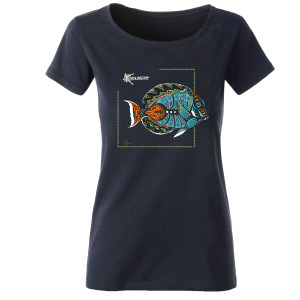 T-Shirt ORIGINE KANUMERA Poisson Chirurgien Dame Marine