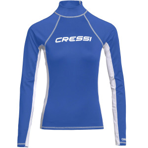 Lycra RASH GUARD CRESSI Manches Longues Dame Bleu Blanc