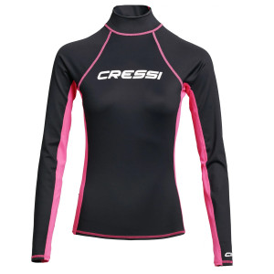 Lycra RASH GUARD CRESSI Manches Longues Dame Noir Rose