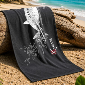 Serviette Micofibre ORIGINE LE REQUIN ET PLONGEUR KANUMERA