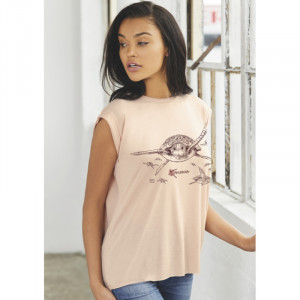 T-shirt Fluide à manches roulottées LES TORTUES Dame Peche